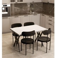 Set Masa Bucatarie cu 4 Scaune Leonida, alb si negru - 1