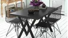 Set Masa Bucatarie cu 4 Scaune , negru,120x80x75 cm, 30050SET