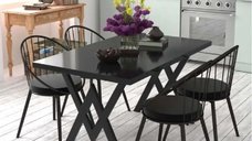 Set Masa Bucatarie cu 4 Scaune , negru,120x80x75 cm, 30410SET