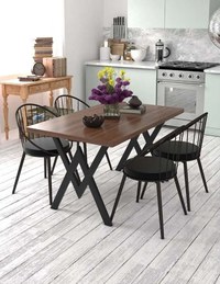 Set Masa cu 4 Scaune Bucatarie,  Nuc,120x80x75 cm, 30411SET - 1