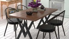 Set Masa cu 4 Scaune Bucatarie,  Nuc,120x80x75 cm, 30411SET