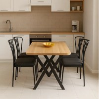 Set masa cu 4 scaune metal, Amsterdam Homs, nuc/negru 70 x 110 cm - 1