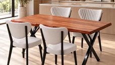 Set Masa de Bucatarie Barton cu 4 Scaune Bej din Metal - Dimensiuni 133cm