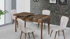 Set masa extensibila cu 4 scaune tapitate Homs nuc 110 x 70 cm