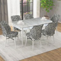 Set masa extensibila cu 6 scaune tapitate Homs ,masa m bej,zebra 250-30600,170 x 80 cm - 1