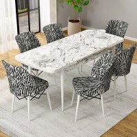 Set masa extensibila cu 6 scaune tapitate Homs ,masa m bej,zebra 250-30650,170 x 80 cm - 1