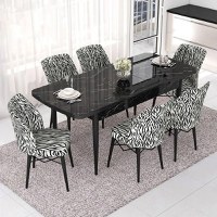 Set masa extensibila cu 6 scaune tapitate Homs zebra 250-300355,170 x 80 cm - 1