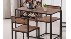 Set Masa si 2 Scaune Buck Homs, Cadru Metalic Nuc/Negru