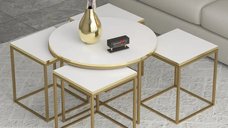 Set masuta de cafea Clarita, negru marmurat, 25072
