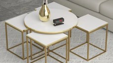 Set masuta de cafea Clarita, negru marmurat, 25072