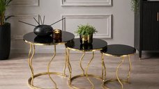 Set măsuță de cafea Homs – 3 bucăți – Negru & Gold