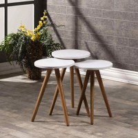 Set masuta de cafea Homs, 3 buc,Seria 440,alb-nuc,20008 - 1