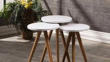 Set masuta de cafea Homs, 3 buc,Seria 440,alb-nuc,20008