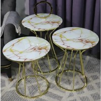 Set masuta de cafea,sticla, seria 259,Homs, 3 buc,5002-,alb si gold - 1