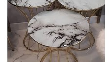 Set masuta de cafea,sticla, seria 259,Homs, 3 buc,5002-,alb si gold