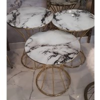 Set masuta de cafea,sticla, seria 259,Homs, 3 buc,5002-,alb si gold - 1