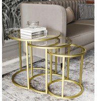 Set masuta de cafea sticla,Seria 440,Homs, 3 buc,culoare auriu - 1