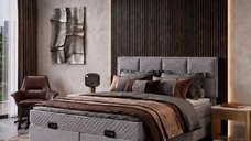 Set Pat Silver cu Tablie si Saltea 160x200 cm