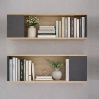 Set raft de perete Riva culoare stejar si antracit 100 cm - 1