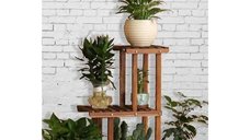 Stand etajera flori, Homs Garden 10, 85x85x25, lemn natur