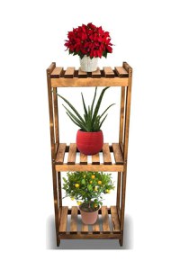 Stand flori din lemn Hg 63 Homs 110 x 40 x 25 cm, maro - 1