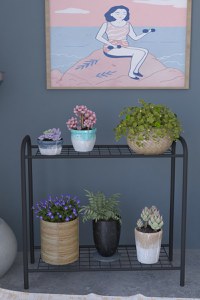 Stand pentru flori cu 2 etajere metal Cici Homs 74 x 70 cm, Negru - 1