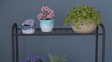 Stand pentru flori cu 2 etajere metal Cici Homs 74 x 70 cm, Negru