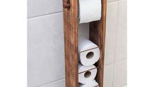 Stand suport toaleta, Estetik Homs, 65x15 cm, lemn natur