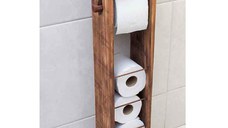 Stand suport toaleta, Estetik Homs, 65x15 cm, lemn natur