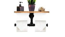 Suport dublu hartie igienica lemn-metal Homs  35x12 cm