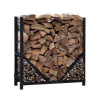 Suport lemne semineu din metal,homs negru,80x30x80 cm - 1