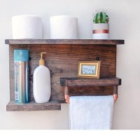 Suport prosoape baie,bucatarie din lemn,raft,serie wood, Homs 40 x 40 x 11 cm, 700011 - 1