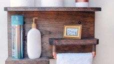 Suport prosoape baie,bucatarie din lemn,raft,serie wood, Homs 40 x 40 x 11 cm, 700011