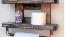 Suport prosoape baie din lemn,raft,serie wood, Homs 50 x 30 x 14 cm, 700023