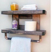 Suport prosoape baie din lemn,raft,serie wood, Homs 50 x 30 x 14 cm, 700023 - 1