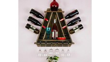 Suport sticle pentru perete din lemn,seria wood Homs 58 x 57x18 cm,natur,700199