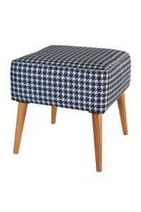Taburet patrat imprimeu pepit Valencia Homs, 42 x 45 x 42 cm alb-negru - 1