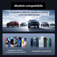 Adaptor Auto 2 in 1 CarPlay Wireless – Modulator FM Multifunctional, Compatibil iPhone si Android - 3