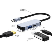 Adaptor multifunctional 3 in 1 USB-C la HDMI Techstar® CYC3IN1, HDMI 4K, 1 x USB 3.0, Compatibil MacBook Air si MacBook - 2