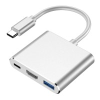 Adaptor multifunctional 3 in 1 USB-C la HDMI Techstar® DJ3IN1, HDMI 4K, 1 x USB 3.0, 1 x USB C, PD Port, Argintiu - 7
