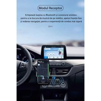 Adaptor Wireless 2 in 1 Receptor si Transmitator Audio TX/RX Techstar® M28 Alb, cu Bluetooth BT 5.3 si Conector Port - 1