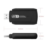 Adaptor Wireless Techstar® AC 1300 Dual-Band, 1200Mbps, USB 3.0, 2.4G/5G, Long Range, 2 Antene, Negru - 1