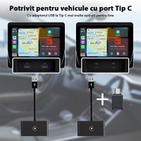 Adaptor Wireless Techstar® CTHT-020-2 Pentru Apple CarPlay Si iPhone iOS 10+, Dongle USB-Type C , WiFi 5G, Bluetooth - 4