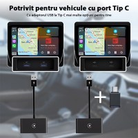 Adaptor Wireless Techstar® CTHT-020-2 Pentru Apple CarPlay Si IPhone IOS 10+, Dongle USB-Type C , WiFi 5G, Bluetooth - 5