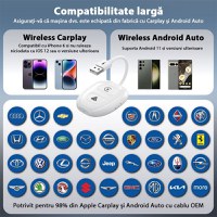 Adaptor Wireless Techstar® THT-020-9-1 Pentru Apple CarPlay Si Android Auto, Dongle USB-Type-C , WiFi 5G, Bluetooth - 8