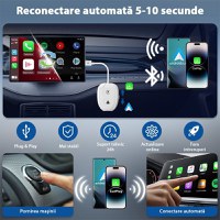 Adaptor Wireless Techstar® THT-020-9-1 Pentru Apple CarPlay Si Android Auto, Dongle USB-Type-C , WiFi 5G, Bluetooth - 1
