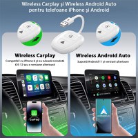 Adaptor Wireless Techstar® THT-020-9-1 Pentru Apple CarPlay Si Android Auto, Dongle USB-Type-C , WiFi 5G, Bluetooth - 4