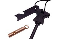 Amnar pentru camping IdeallStore®, Ultimate Survival, otel inoxidabil, 11.5 cm, negru
