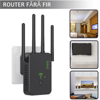 Amplificator Semnal WiFi N2L Store®, Range Extender 1200M, Dual Band 2.4G/5G, 3 Moduri (Repeater/Router/AP), 4 Antene - 3