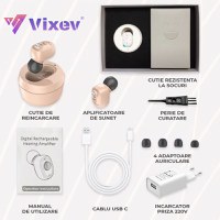 Aparat Auditiv cu acumulator, reincarcabil, Vixev, Volum reglabil 130 dB, Hipoacuzie Medie-Severa, 4 adaptoare urechi - 4